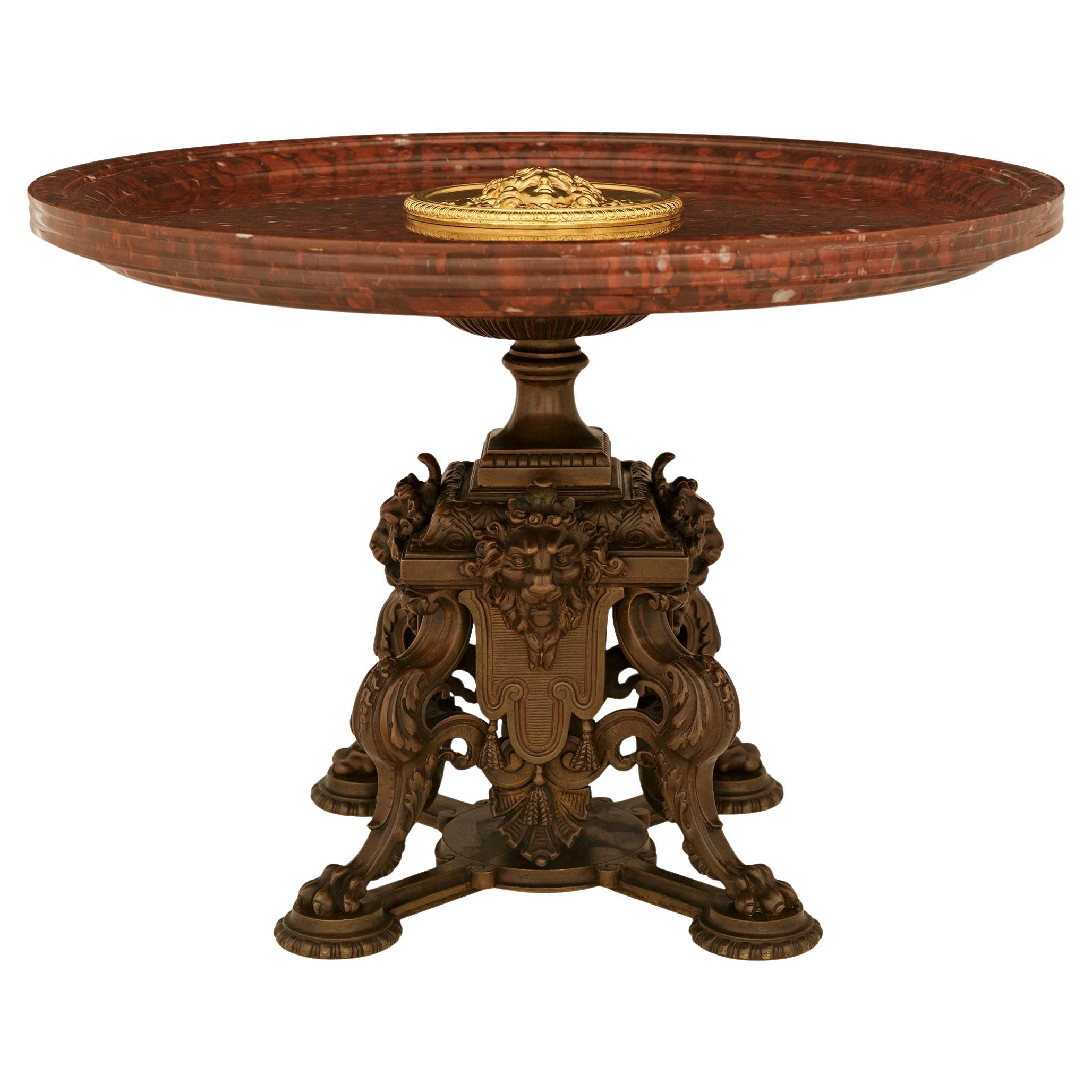 Italian 19th century Grand Tour Period Bronze, Ormolu and Marble centerpiece