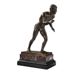 Italian 19th Century Grand Tour Period Patinated Bronze of a Roman Athlete