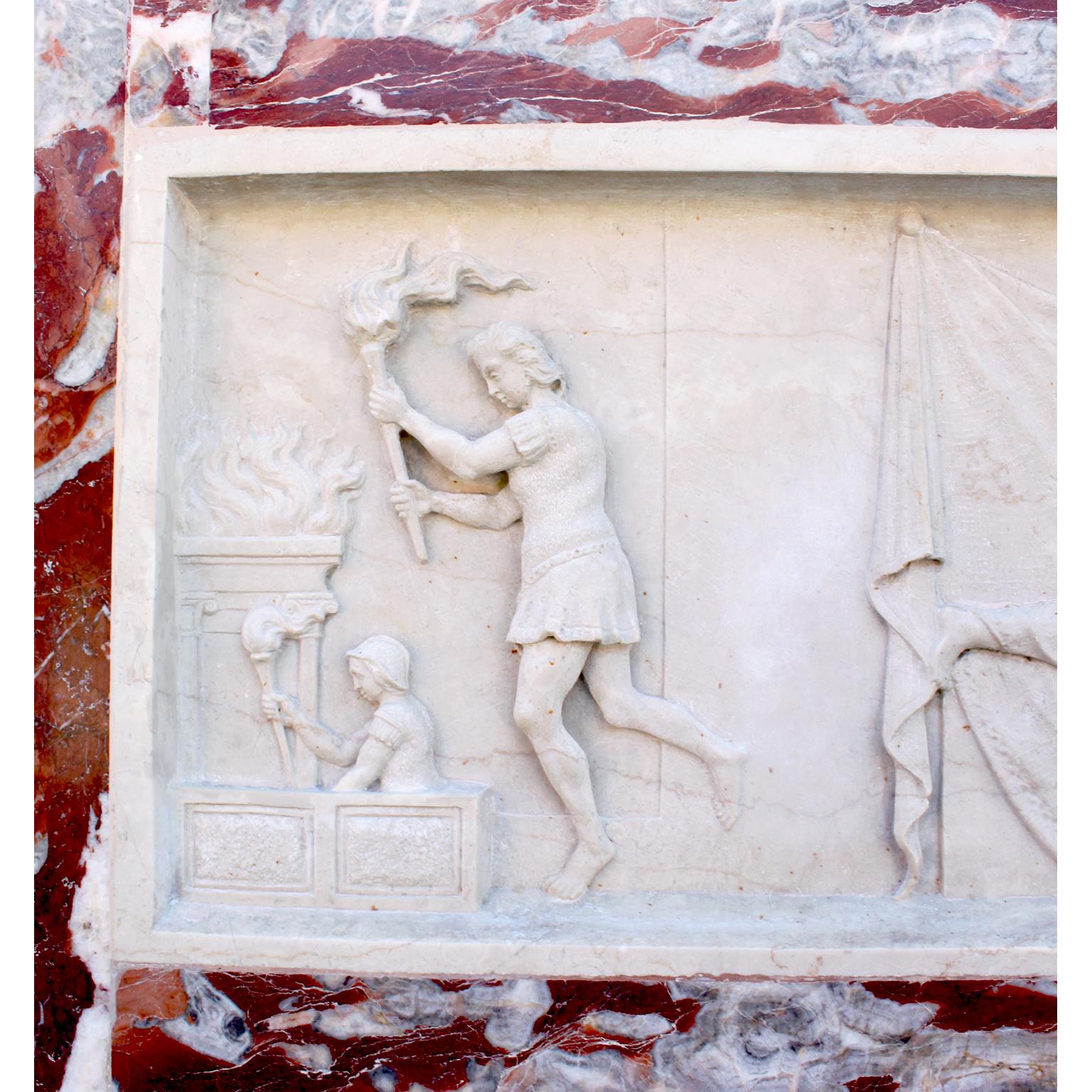 Greco Roman Italian 19th Century Greco-Roman Style Marble Bas-Relief Frieze, Coffee Table For Sale