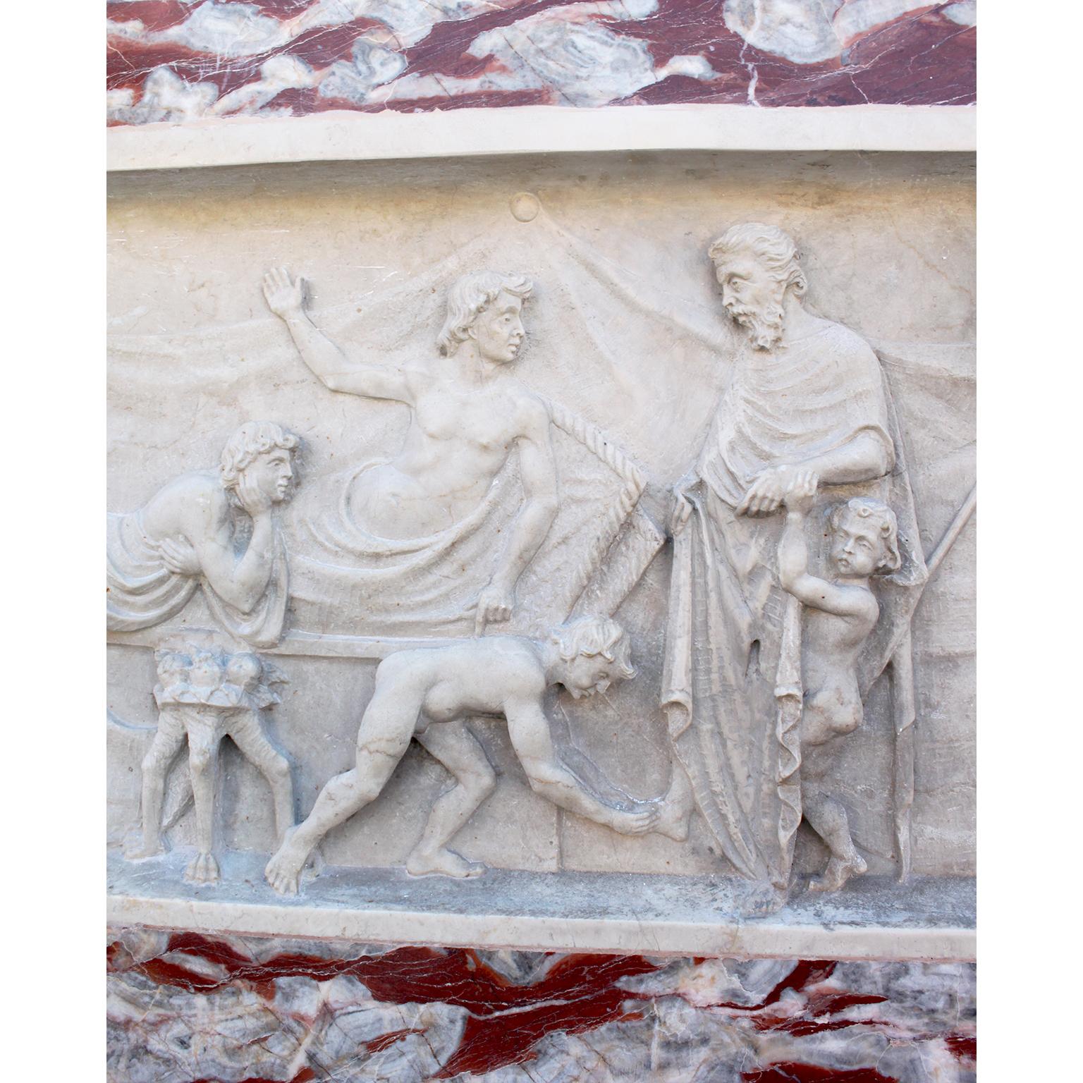 Italian 19th Century Greco-Roman Style Marble Bas-Relief Frieze, Coffee Table In Good Condition For Sale In Los Angeles, CA