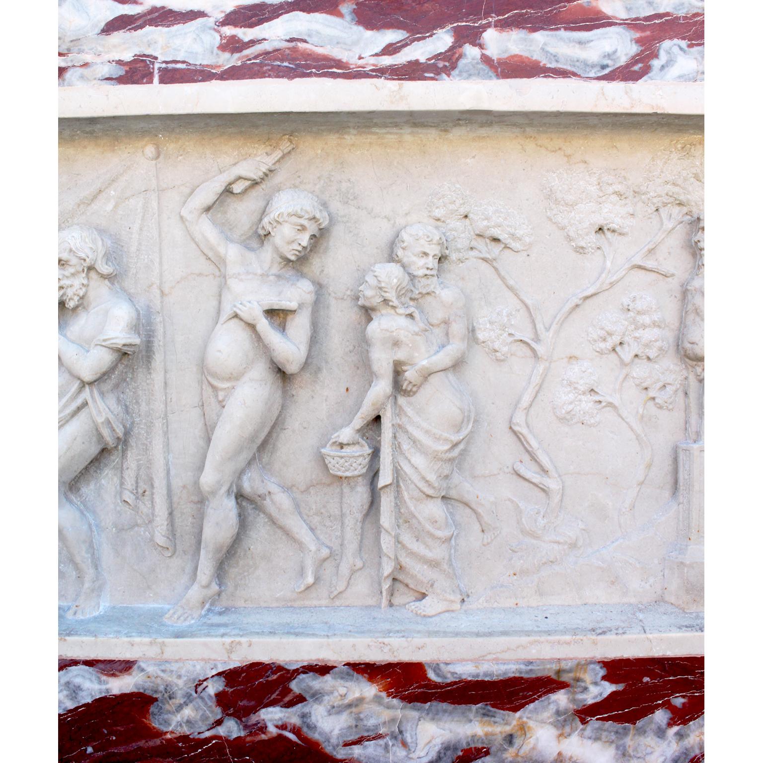 Italian 19th Century Greco-Roman Style Marble Bas-Relief Frieze, Coffee Table For Sale 1