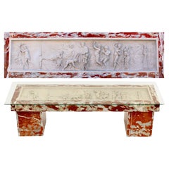 Italian 19th Century Greco-Roman Style Marble Bas-Relief Frieze, Coffee Table