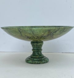 Italian 19th Century Green Marble Pedestal Bowl.