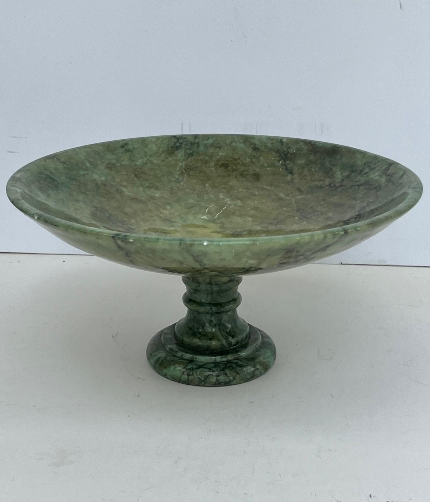 Neoclassical Italian 19th Century Green Marble Pedestal Bowl.