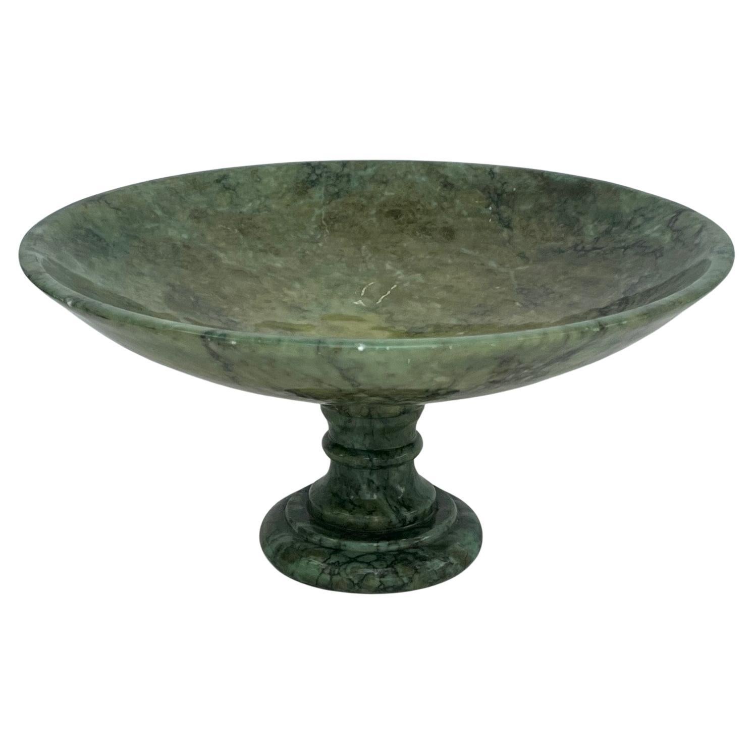 Italian 19th Century Green Marble Pedestal Bowl.