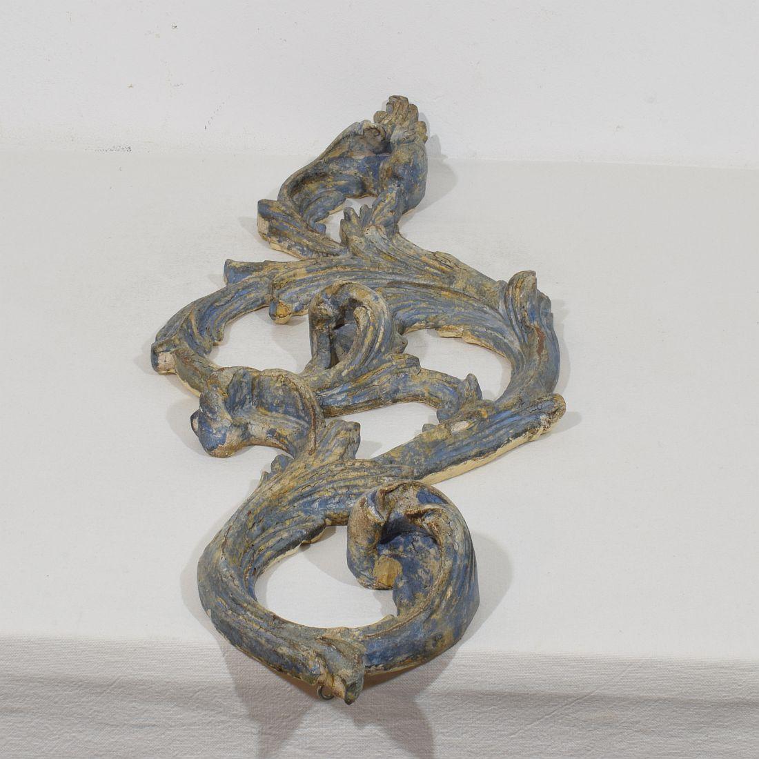 Italian 19th Century  Hand Carved Giltwood Baroque Style Curl Ornament For Sale 13