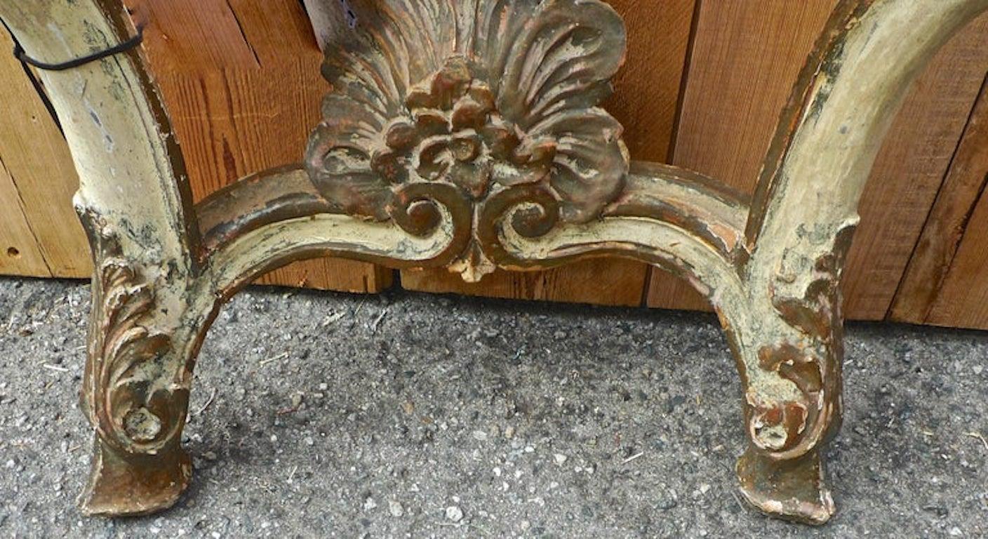 Italian 19th Century Hand Carved Hand Painted Wood Console Table with Marble Top For Sale 9