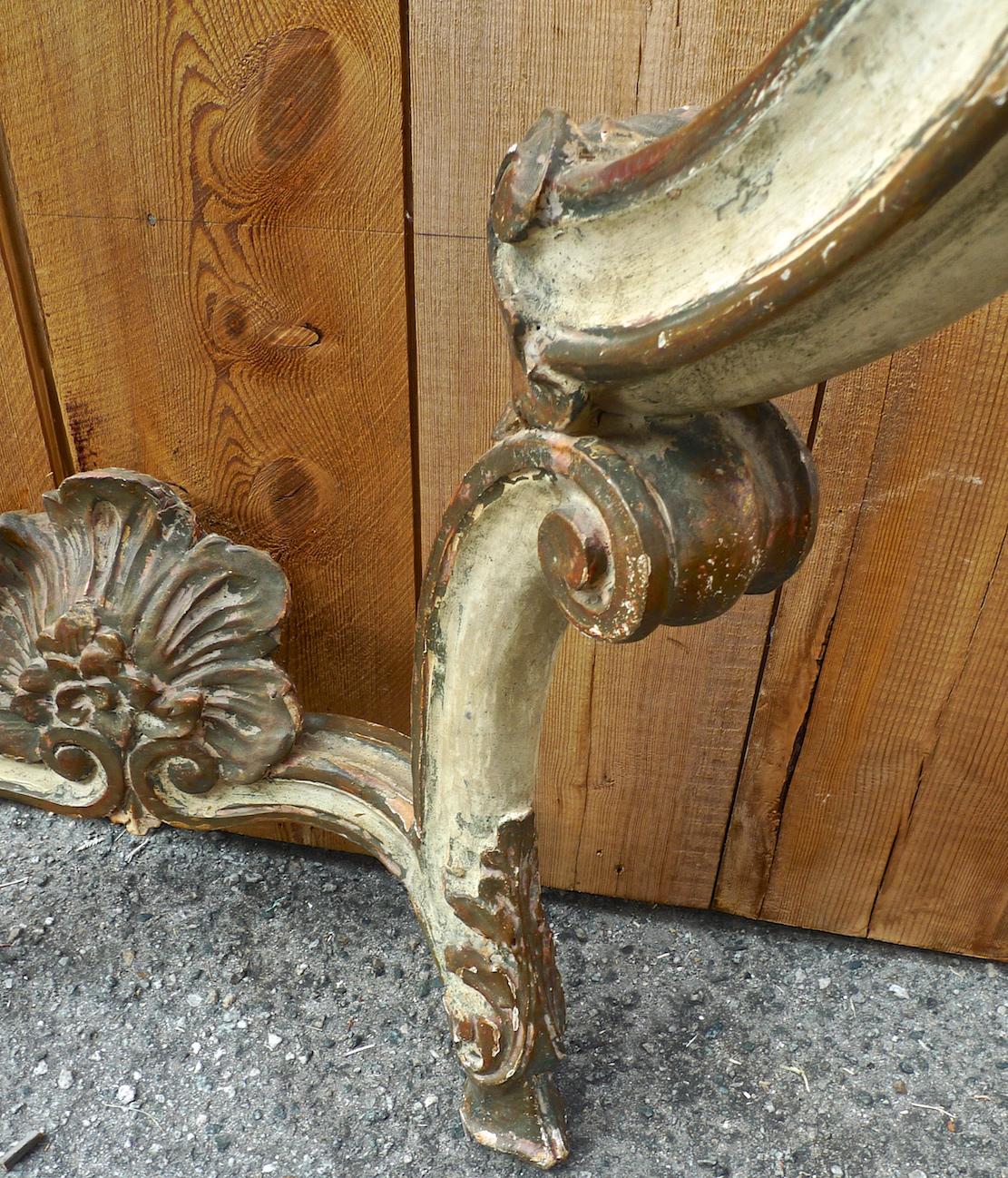 Italian 19th Century Hand Carved Hand Painted Wood Console Table with Marble Top 5