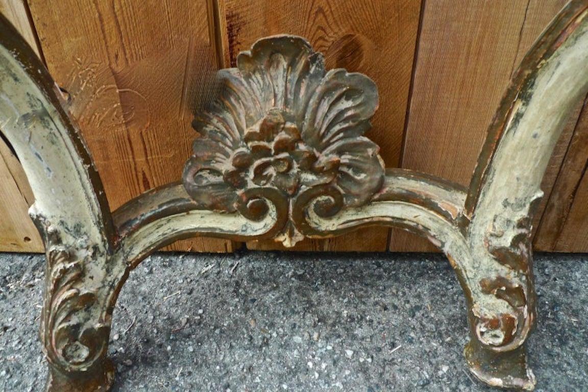 Italian 19th Century Hand Carved Hand Painted Wood Console Table with Marble Top For Sale 4
