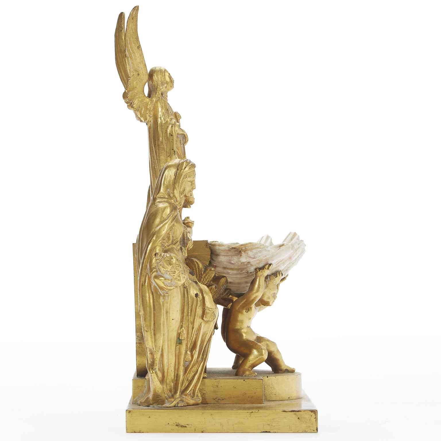 Italienische vergoldete Heilige Wasserkanne des 19. Jahrhunderts mit Putten, Engeln und Muscheln 3