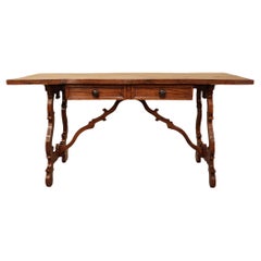 Italian 19th Century Honey Colored Oak Center Table or Desk