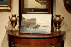 Italian 19th Century Impressionist Oil on Canvas Marine Landscape Painting