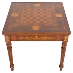Italian 19th Century Inlaid Double-Top Game Table with Chessboard and Roulette
