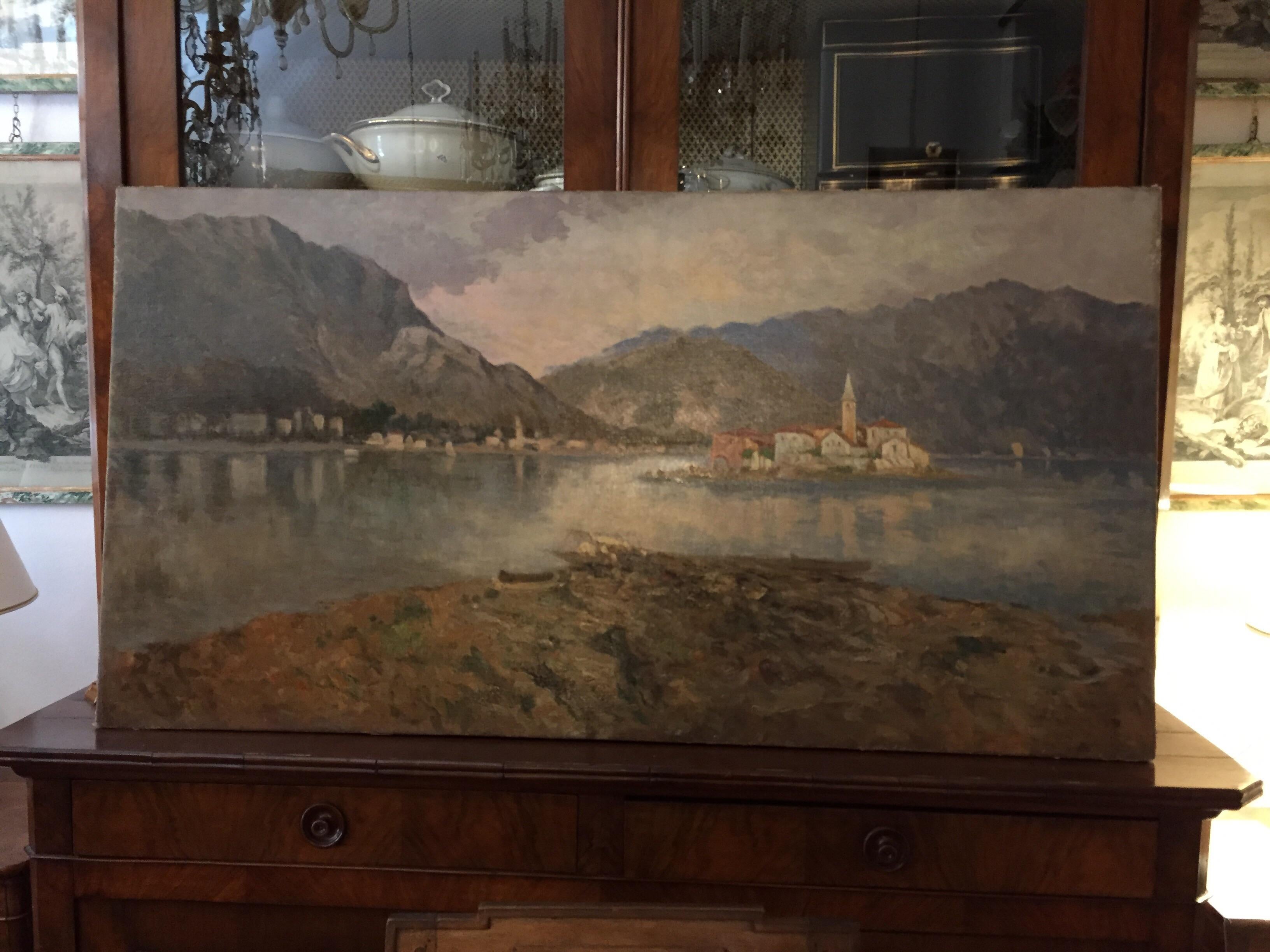 19th Century Italian Lago Maggiore Landscape Lake Maggiore Isola Dei Pescatori 2