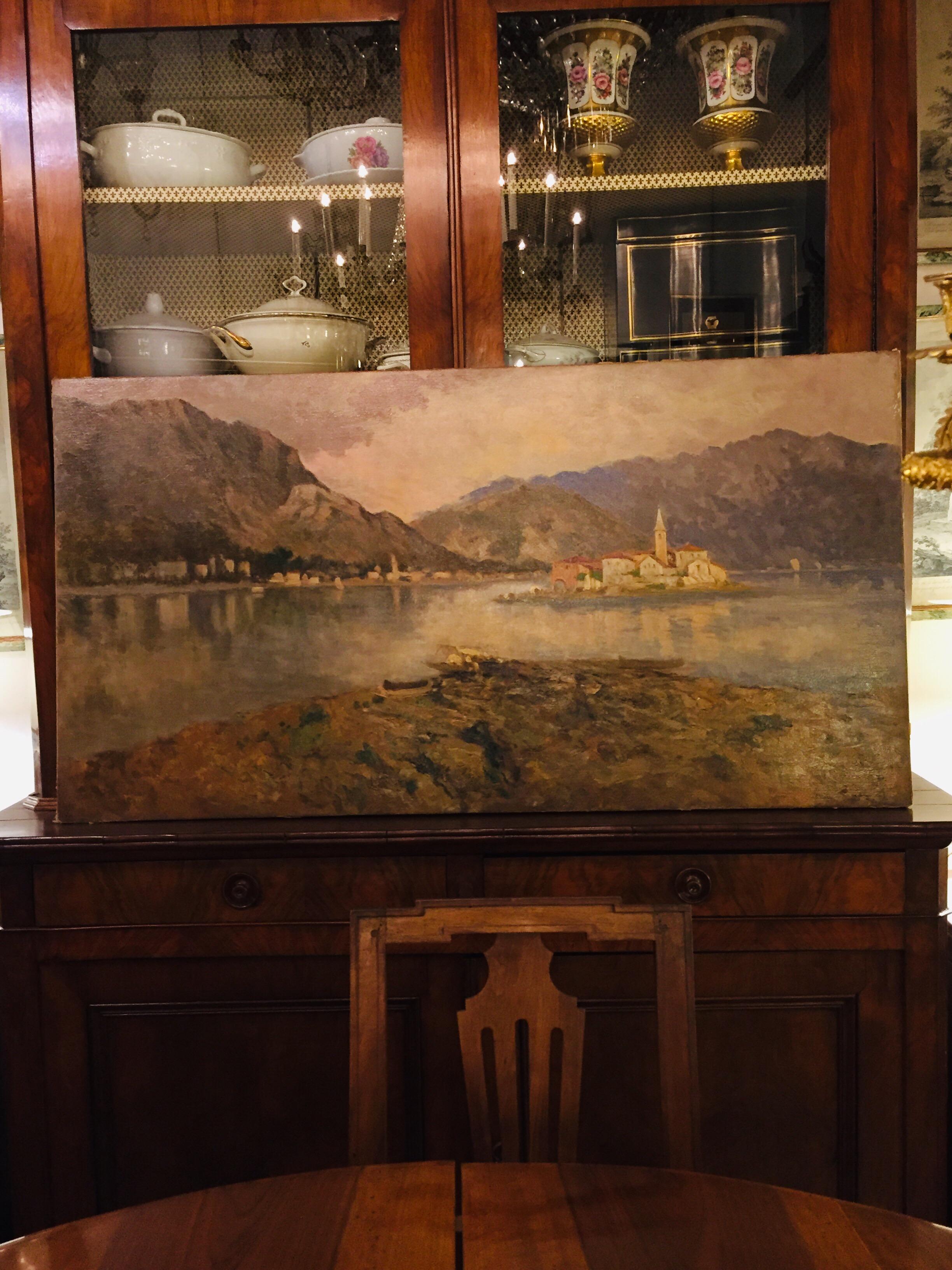 19th Century Italian Lago Maggiore Landscape Lake Maggiore Isola Dei Pescatori 3