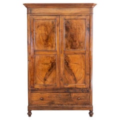 Italian 19th Century Louis Philippe Walnut Wardrobe Cabinet