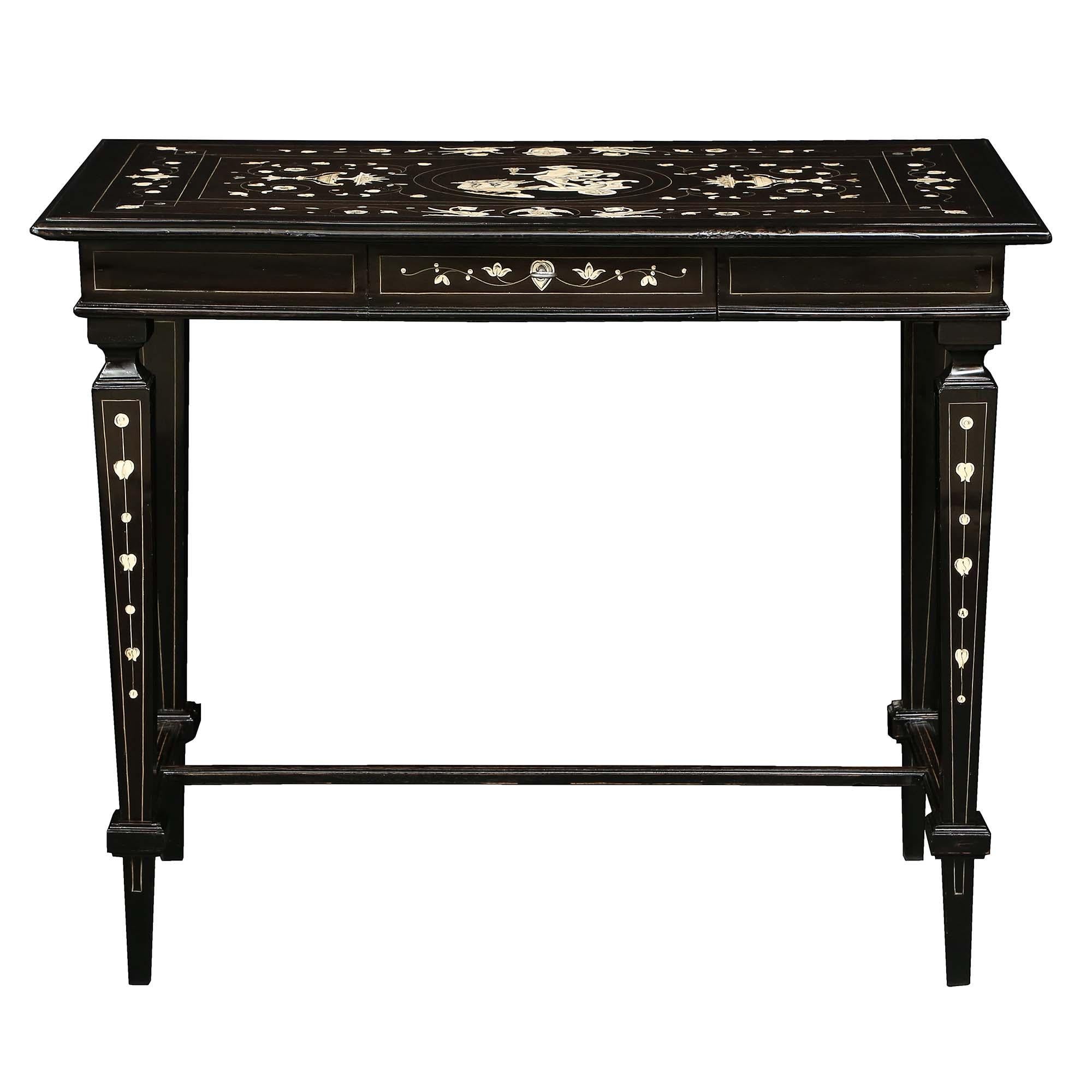 Italian 19th Century Louis XIV Style Ebony Table 1