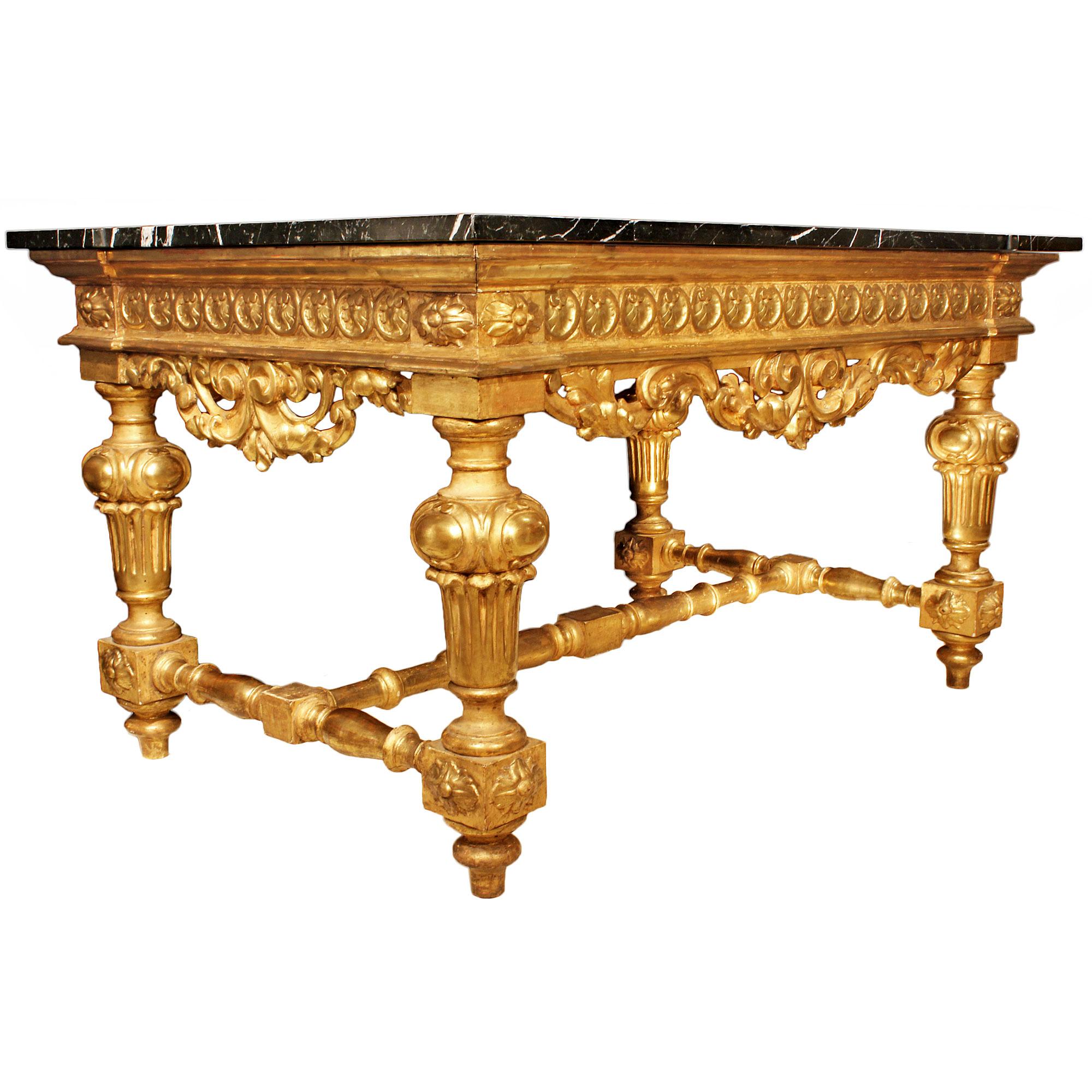 Italian 19th Century Louis XIV St. Giltwood Center Table In Good Condition In West Palm Beach, FL