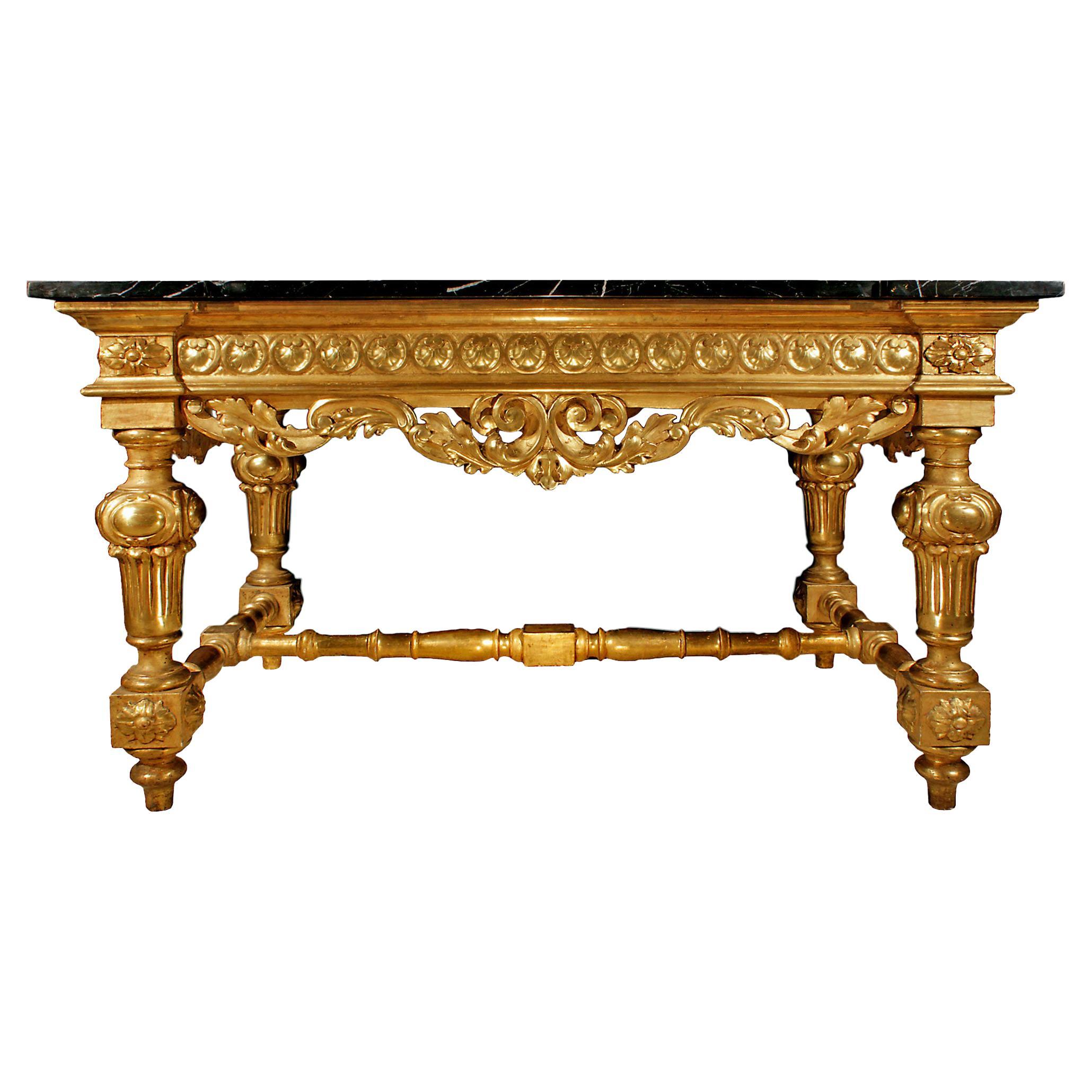 Italian 19th Century Louis XIV St. Giltwood Center Table