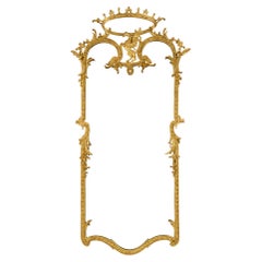 Miroir italien du 19ème siècle en bois doré de style Louis XIV