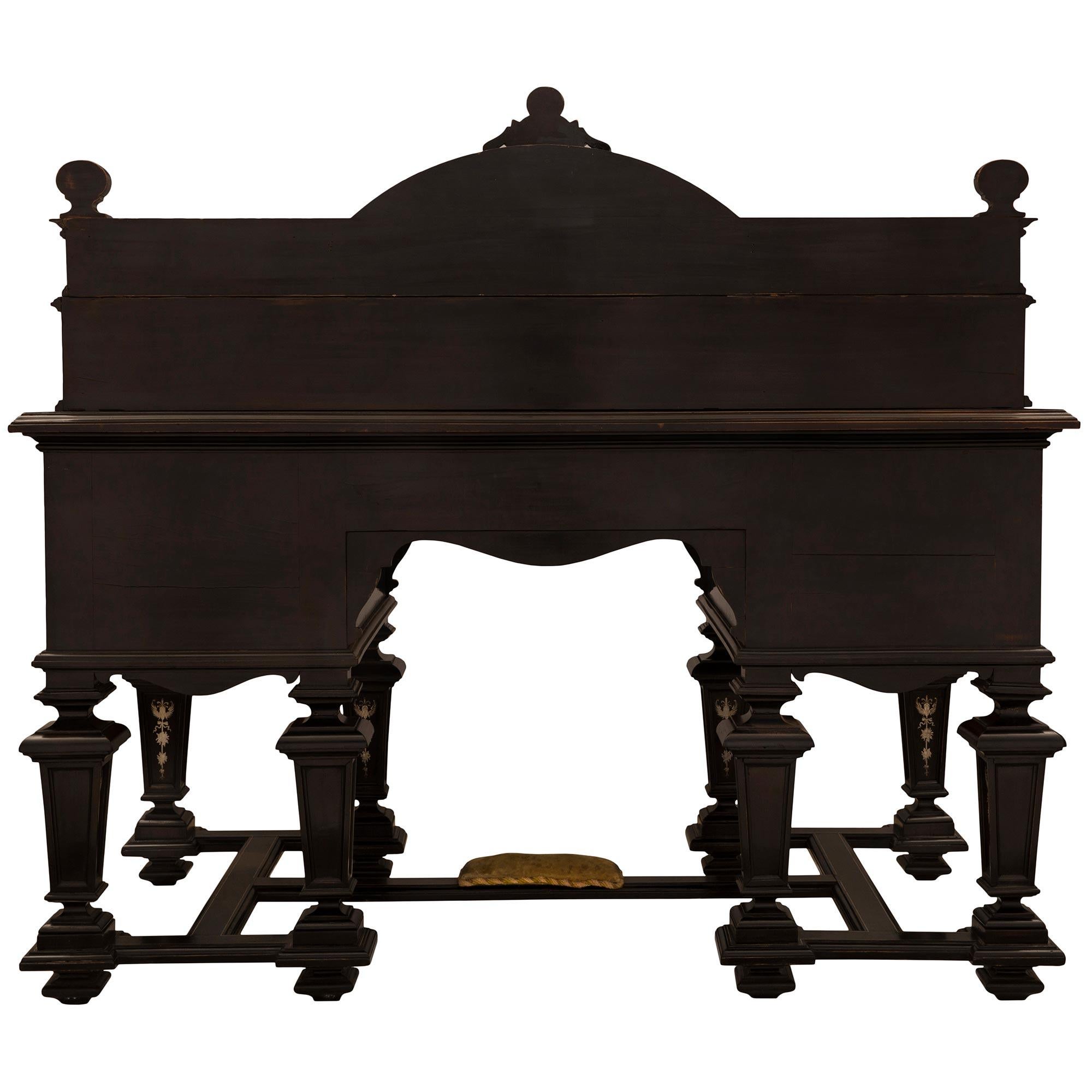 Italian 19th Century Louis XIV Style Ebony Desk For Sale 3