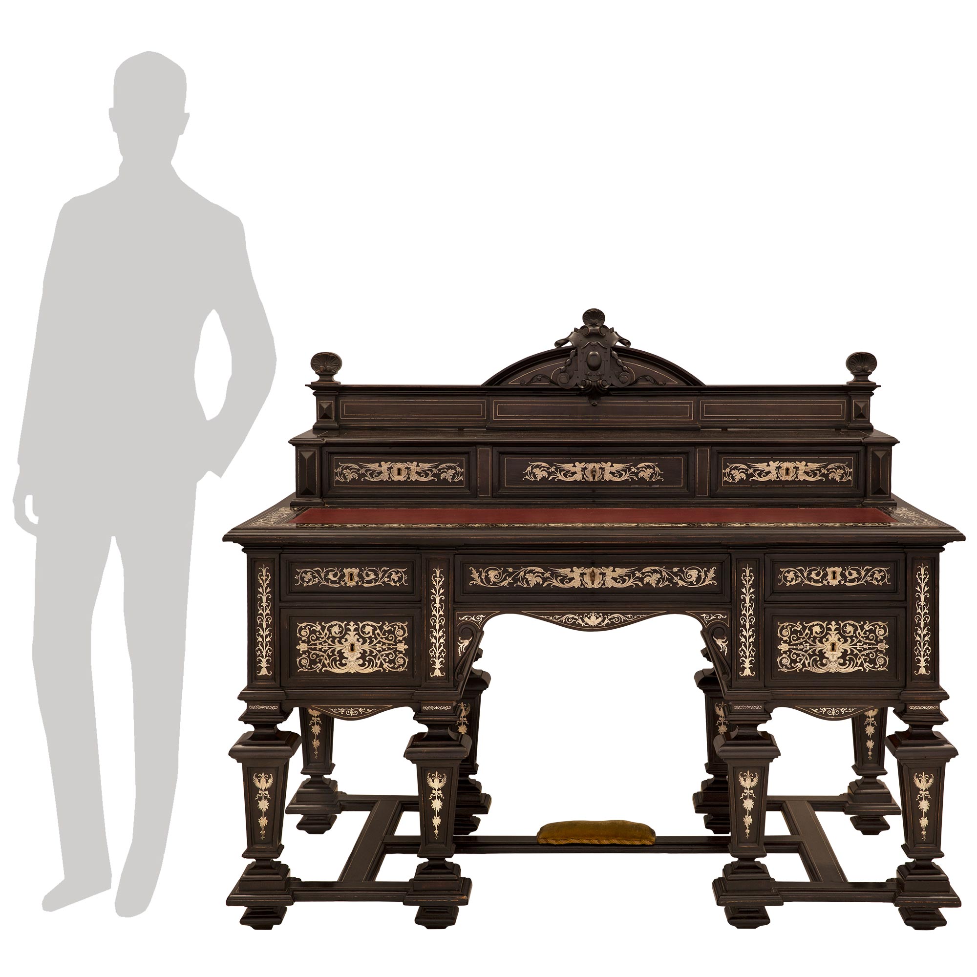 Bureau italien en ébène de style Louis XIV du 19ème siècle