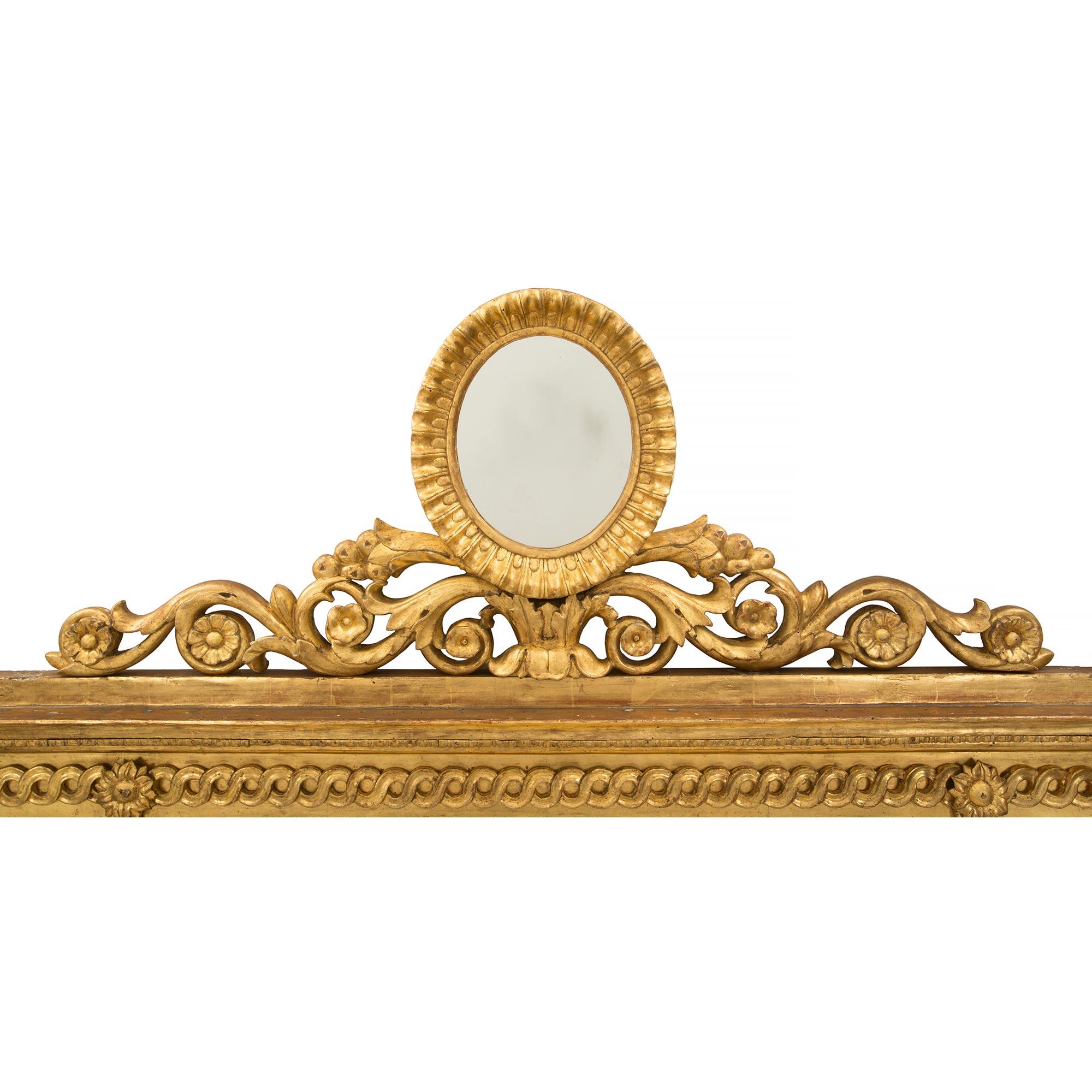 Mirror Italian 19th Century Louis XIV Style Giltwood and Marble Console For Sale