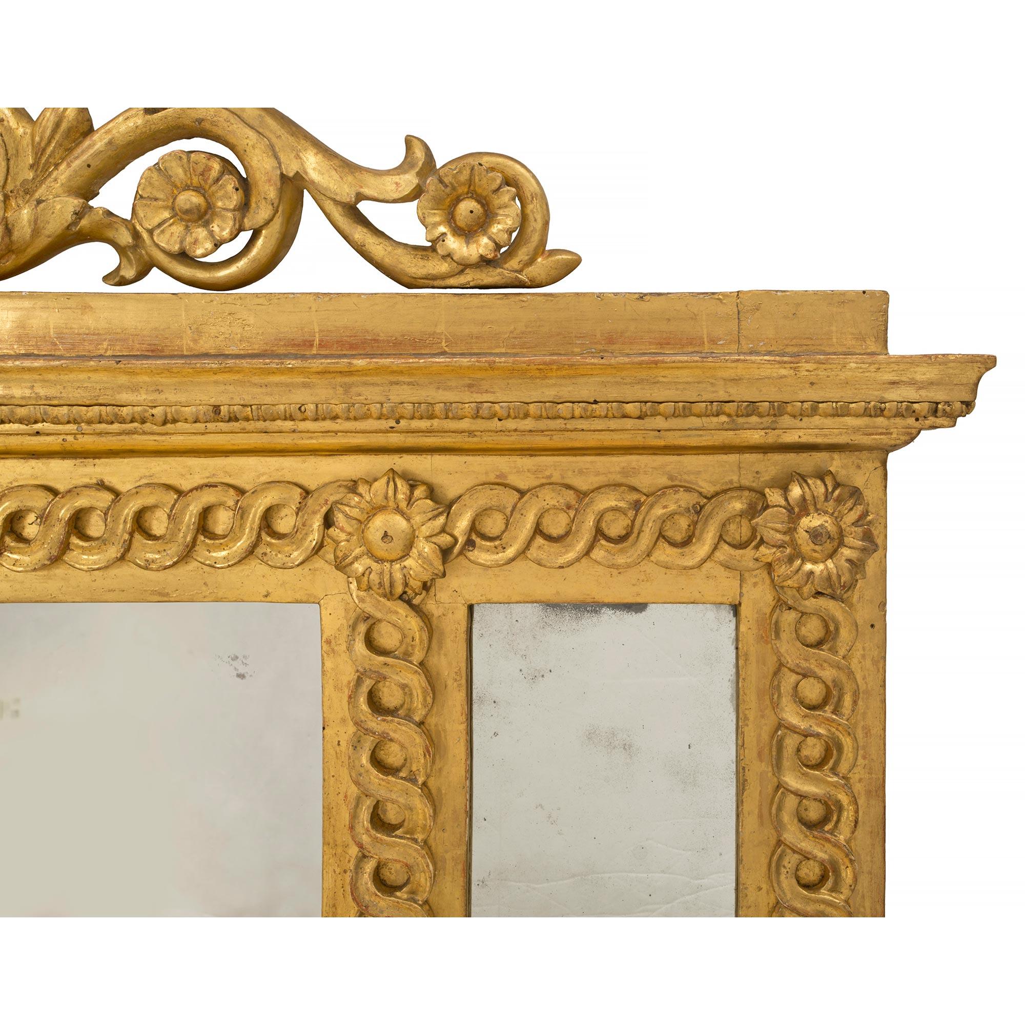 Italian 19th Century Louis XIV Style Giltwood and Marble Console For Sale 2