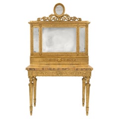 Italian 19th Century Louis XIV Style Giltwood and Marble Console