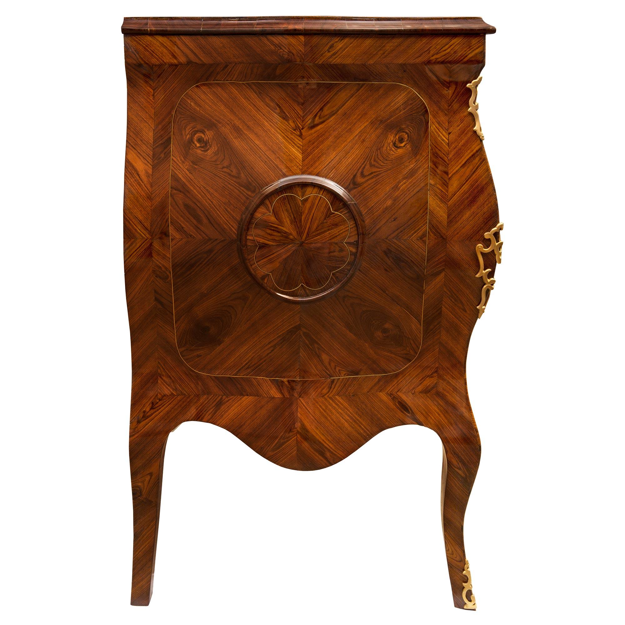 Italian 19th Century Louis XV St. Brass, Marble, Ormolu, and Rosewood Commode For Sale 2