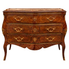 Used Italian 19th Century Louis XV St. Brass, Marble, Ormolu, and Rosewood Commode