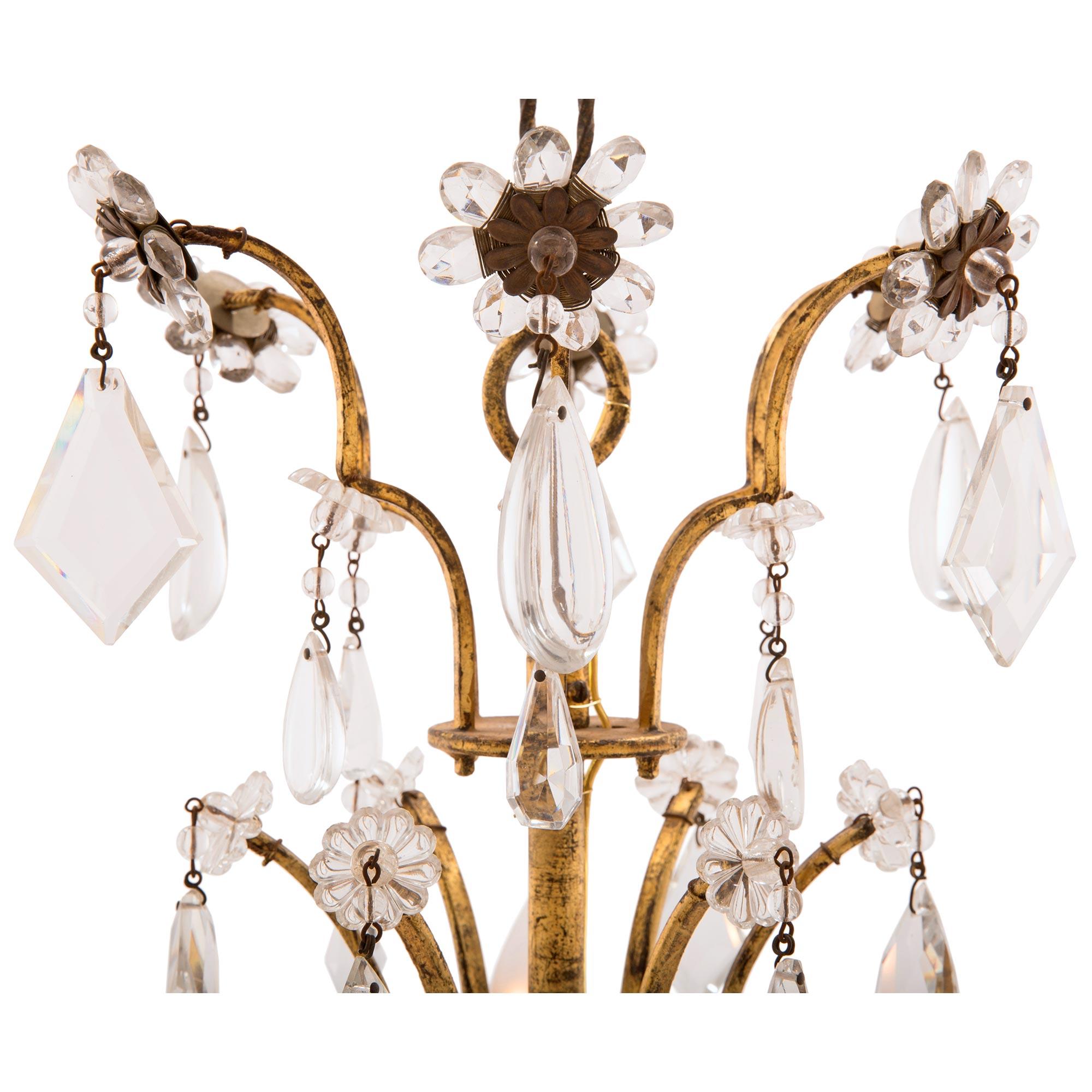 Italian 19th Century Louis XV St. Gilt Metal, Crystal and Cut Glass Chandelier In Good Condition In West Palm Beach, FL