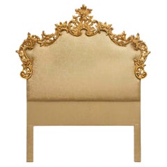 Italian 19th Century Louis XV St. Giltwood and Upholstered Headboard