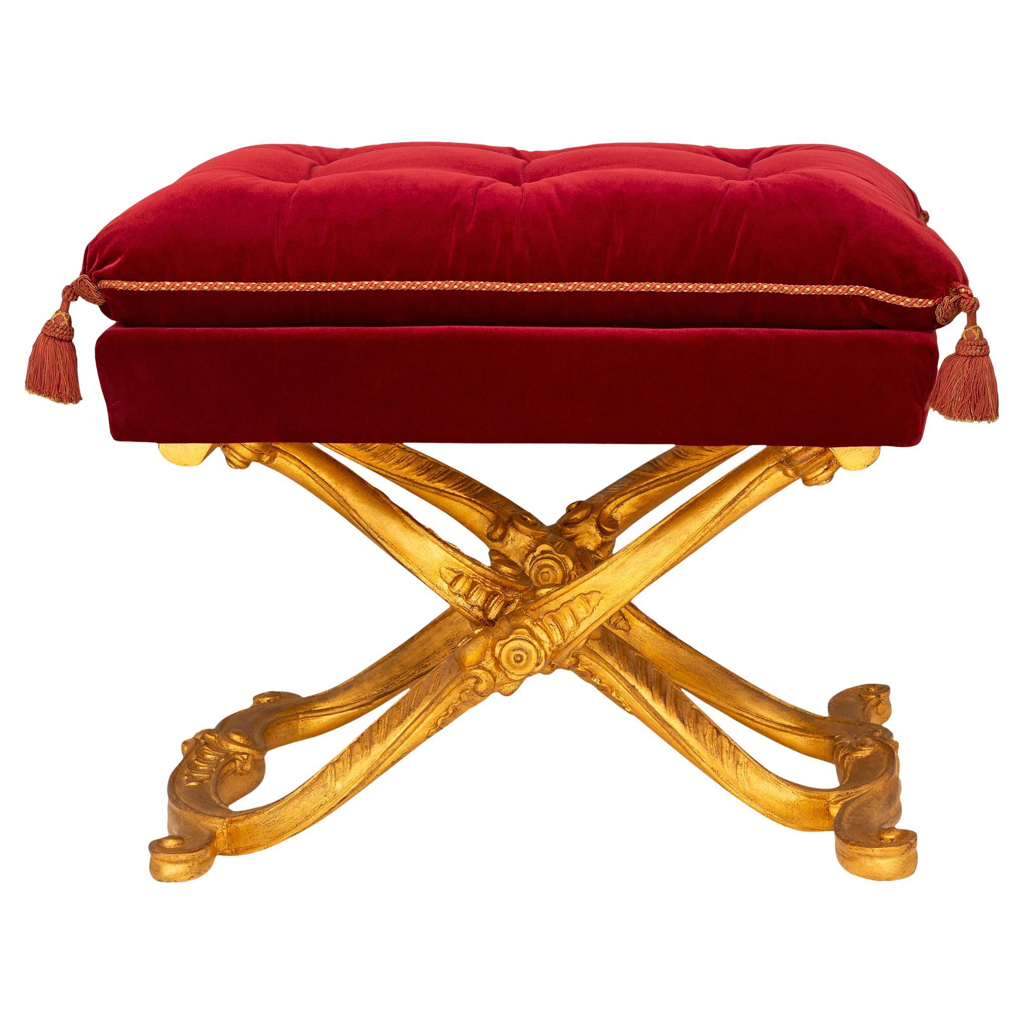 Panca italiana del XIX secolo in legno di gilt Luigi XV