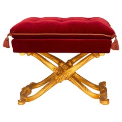 Italian 19th century Louis XV st. Giltwood bench