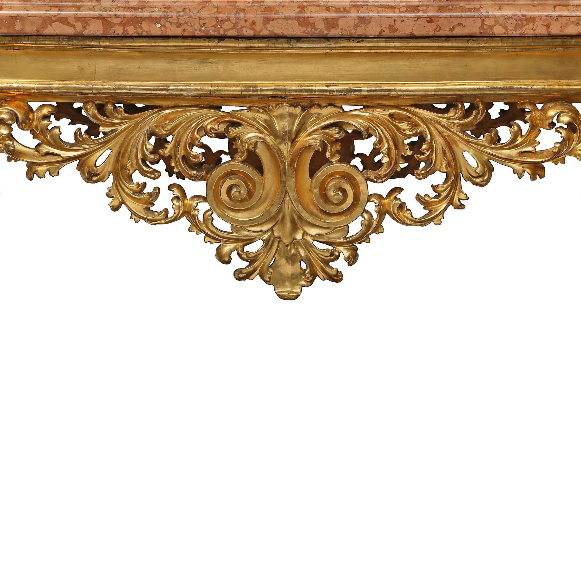 Italian 19th Century Louis XV St. Giltwood Center Table For Sale 3