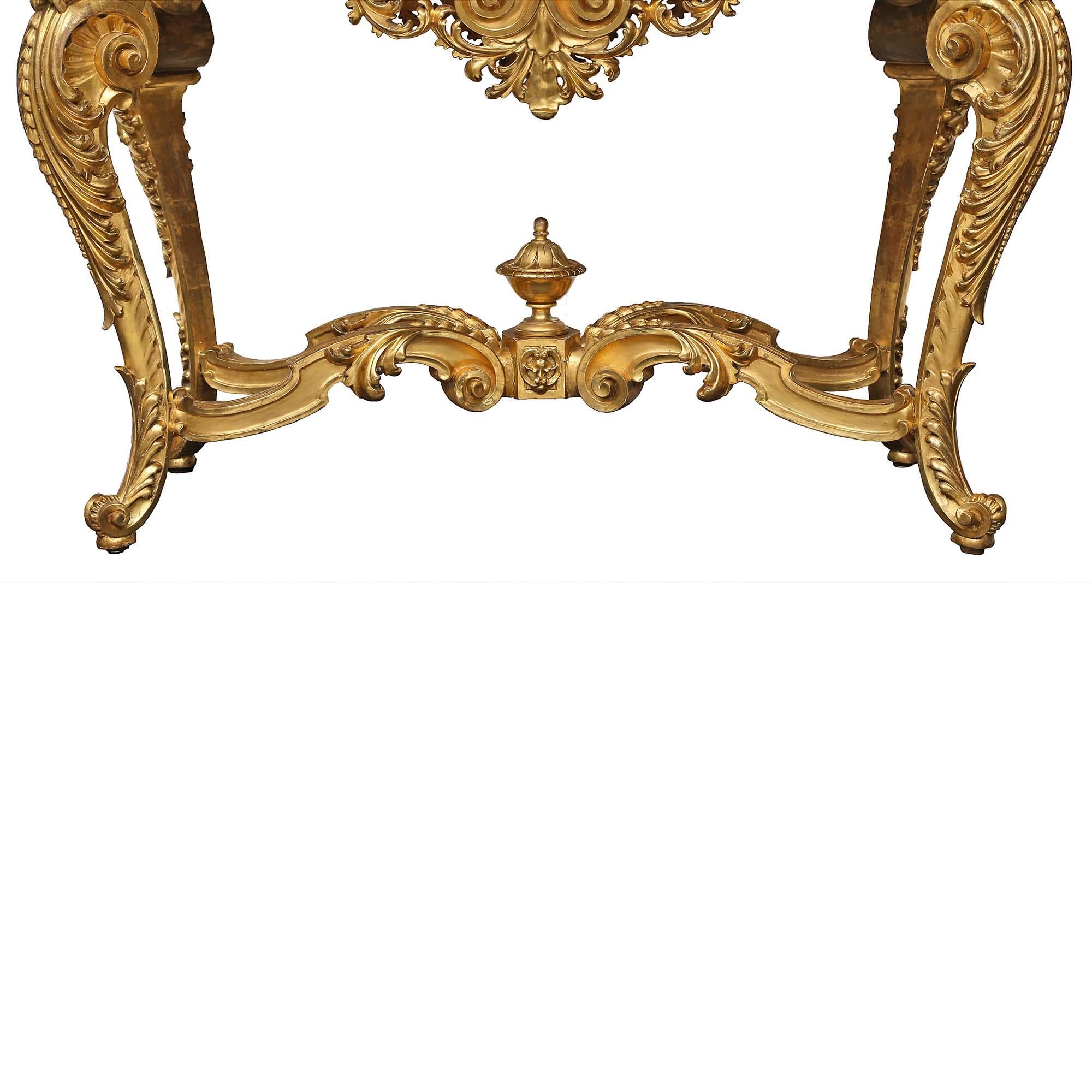 Italian 19th Century Louis XV St. Giltwood Center Table For Sale 5