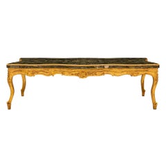 Italian 19th Century Louis XV St. Giltwood & Marble Coffee Table