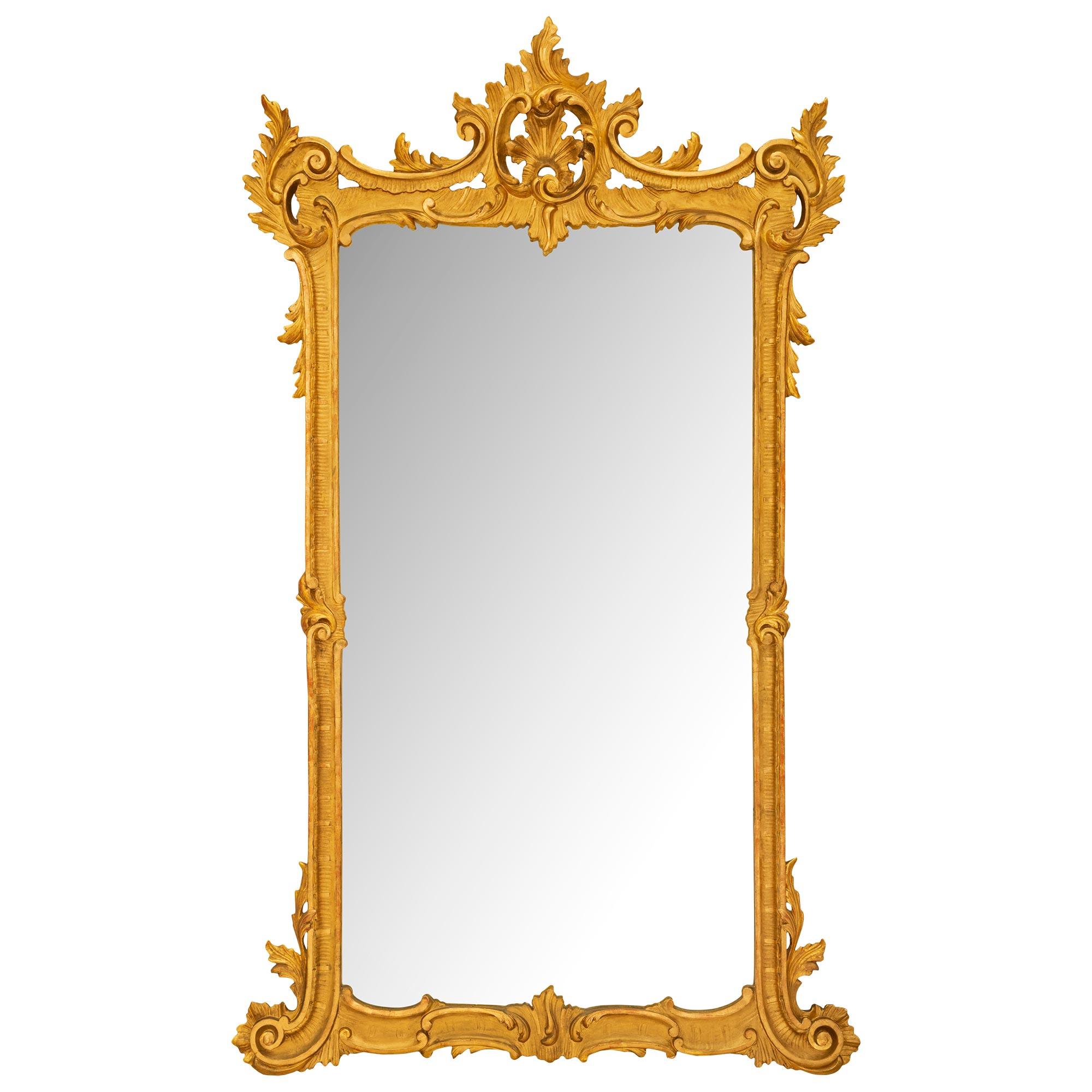Italian 19th Century Louis XV St. Giltwood Mirror For Sale 7