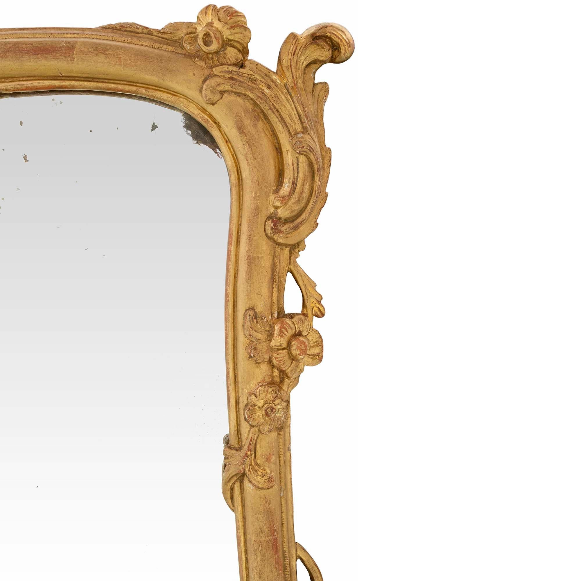 Italian 19th Century Louis XV St. Giltwood Mirror For Sale 1