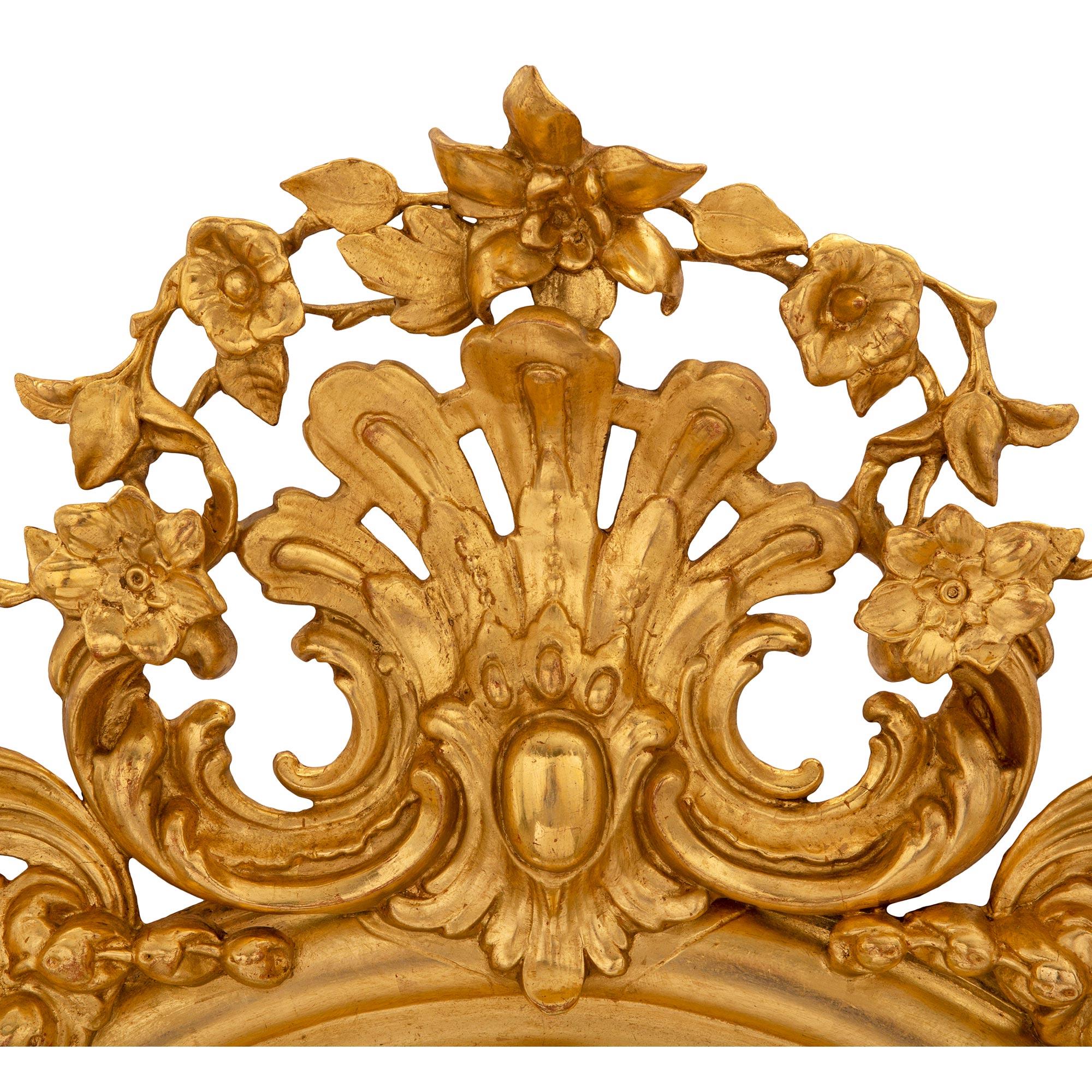 Italian 19th Century Louis XV St. Giltwood Mirror For Sale 1