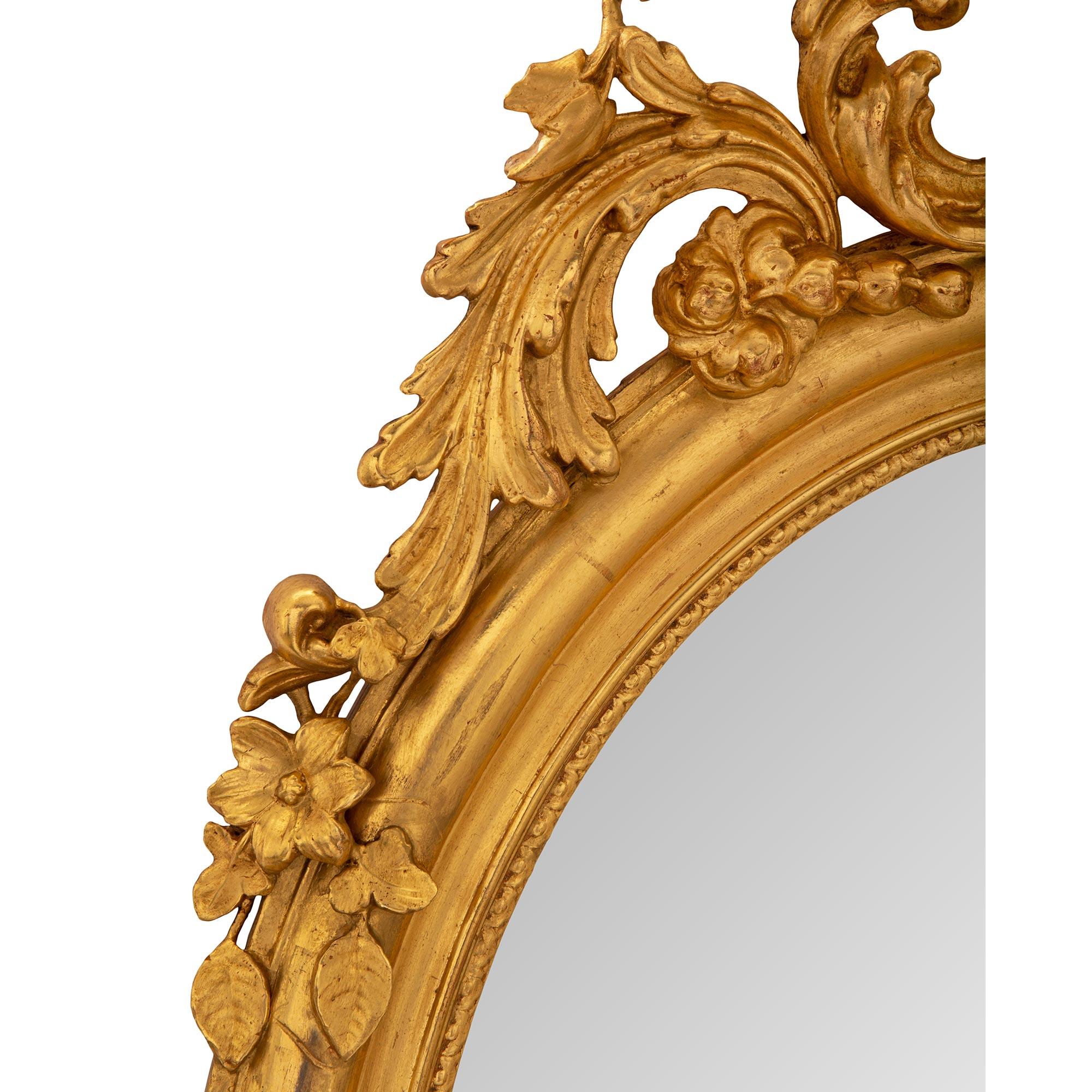 Italian 19th Century Louis XV St. Giltwood Mirror For Sale 2