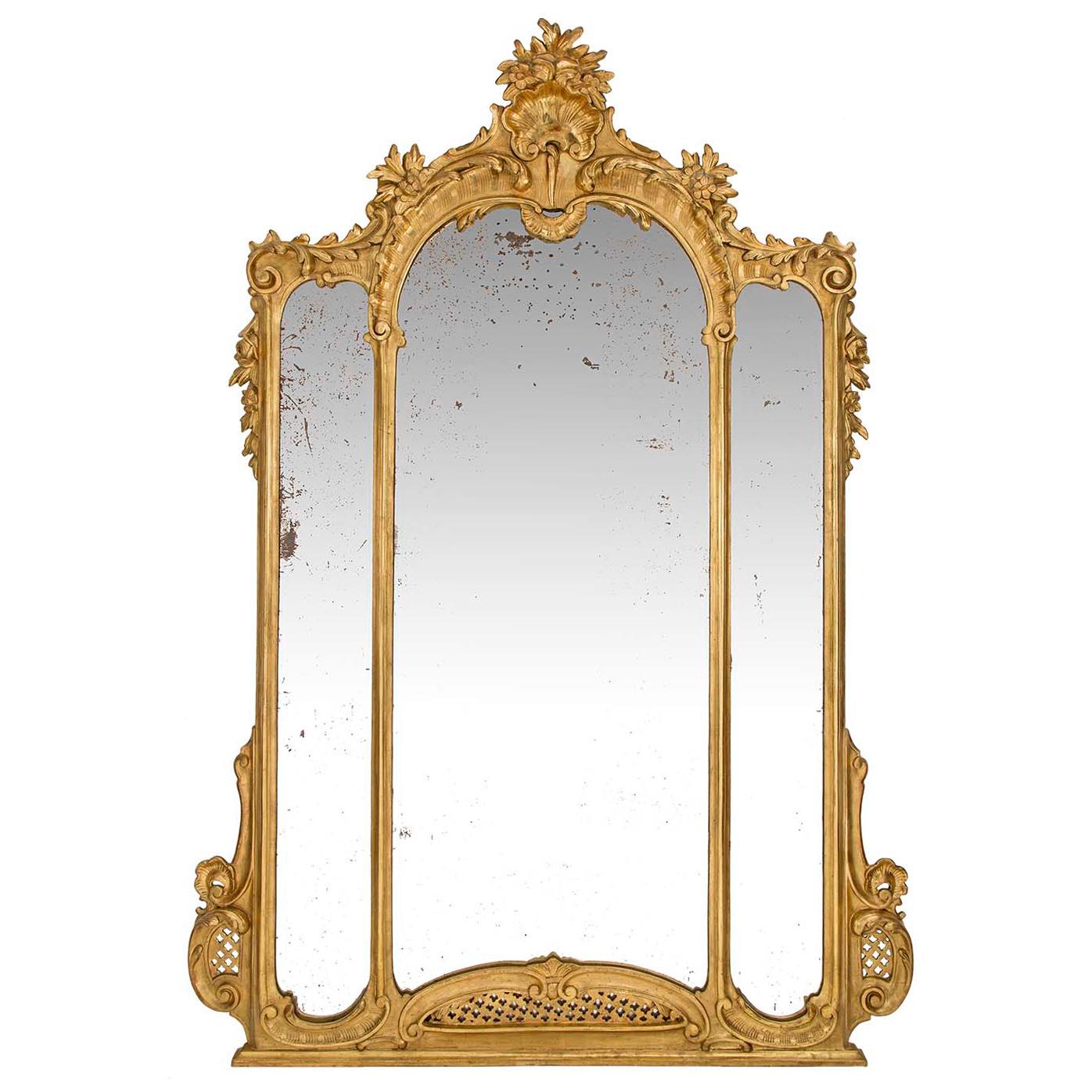 Italian 19th Century Louis XV St. Giltwood Mirror For Sale 3