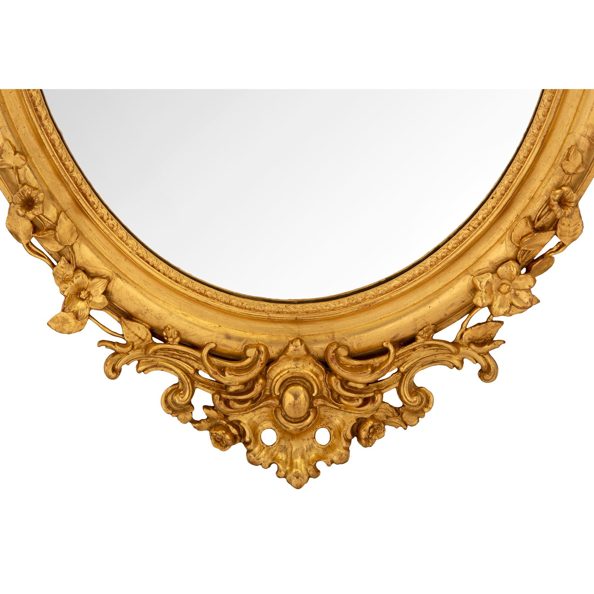 Italian 19th Century Louis XV St. Giltwood Mirror For Sale 4