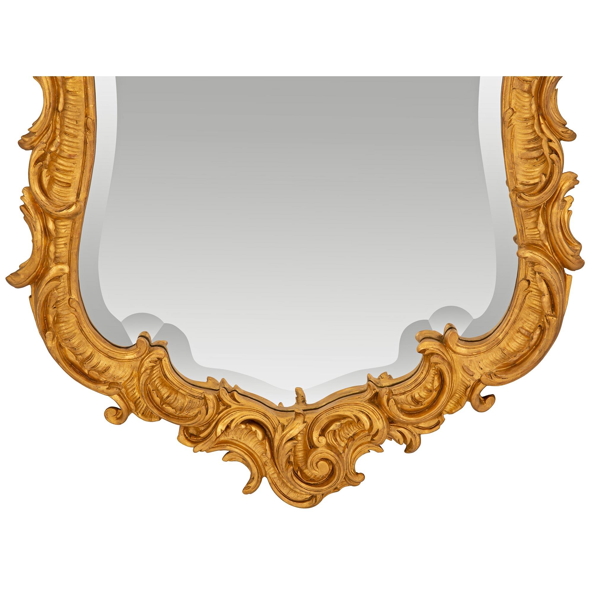Italian 19th Century Louis XV St. Giltwood Mirror For Sale 4