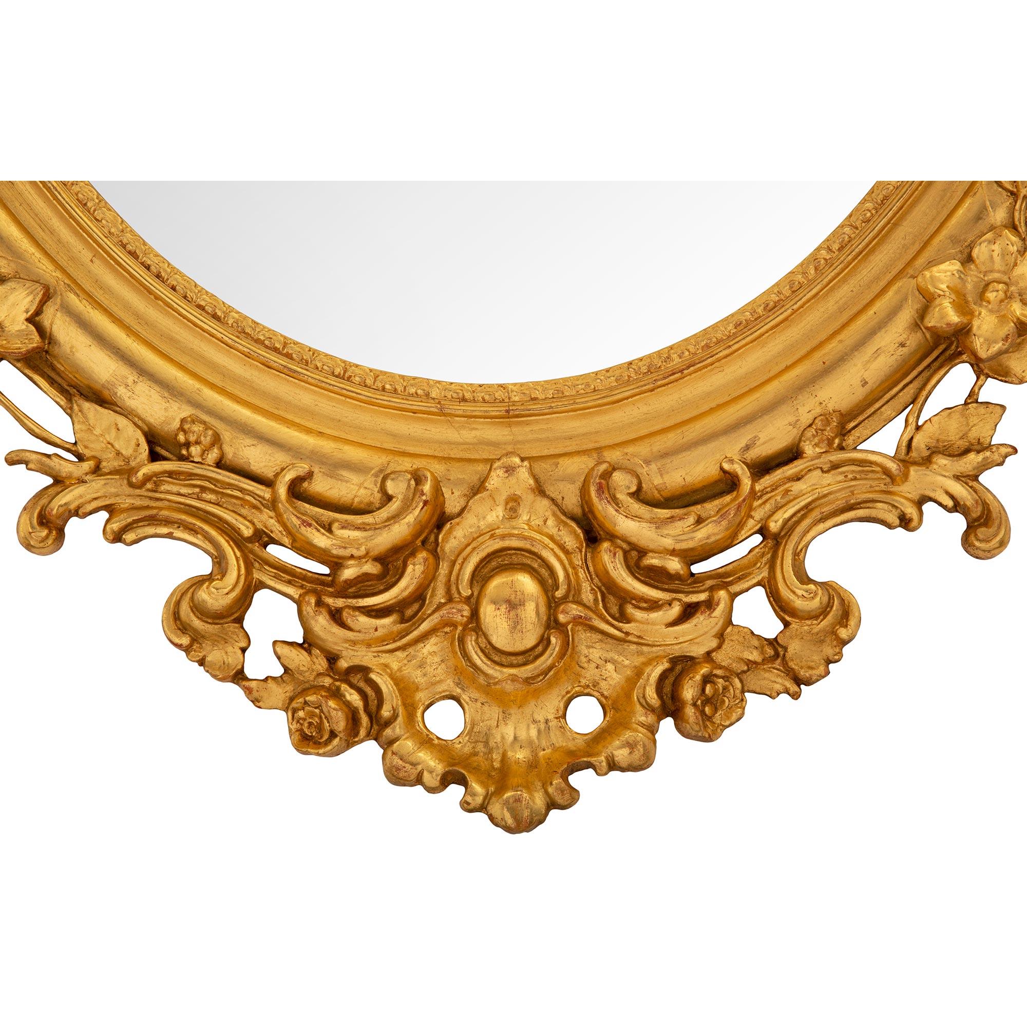 Italian 19th Century Louis XV St. Giltwood Mirror For Sale 5