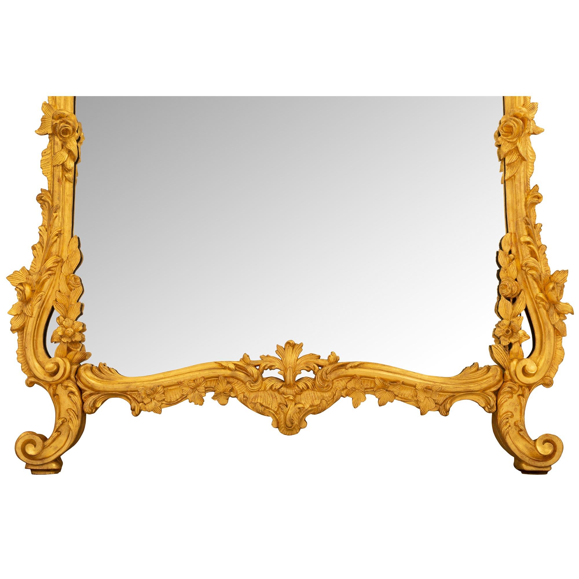 Italian 19th Century Louis XV St. Giltwood Mirror For Sale 6