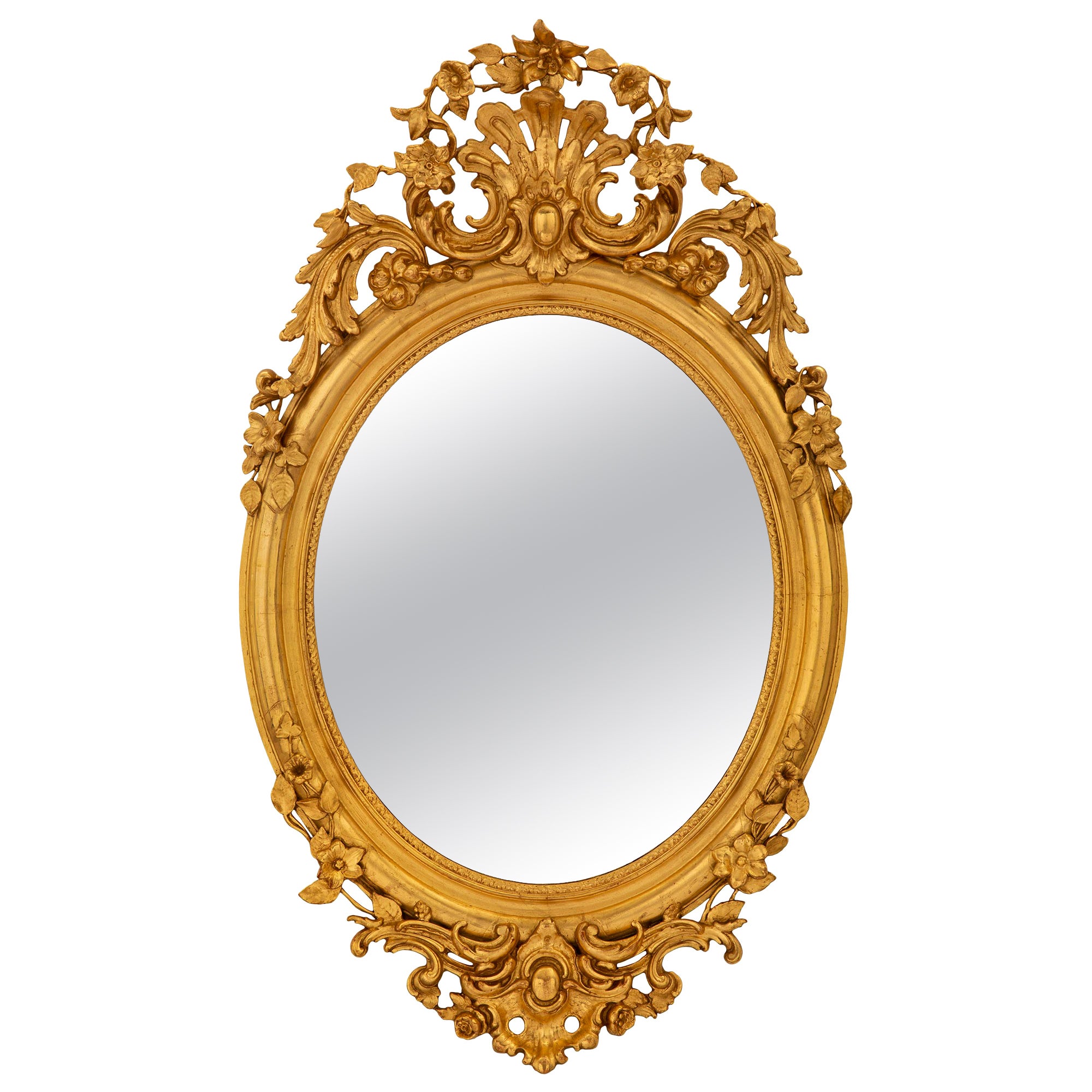 Miroir italien du XIXe siècle en bois doré de style Louis XV du XIXe siècle