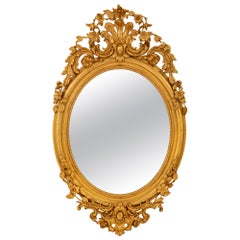 Miroir italien du XIXe siècle en bois doré de style Louis XV du XIXe siècle