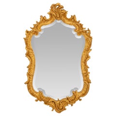 Antique Italian 19th Century Louis XV St. Giltwood Mirror